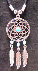 3 Feathers Turquoise Dreamcatcher Necklace