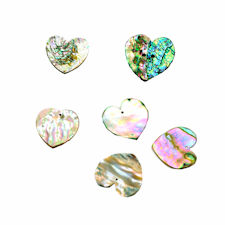 1" Natural Abalone Heart Button  Disc, 1 Hole or 2 Holes Heart Charm