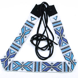 Blue Geometric Beaded Hatband or Belt