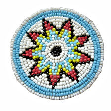3" White, Red, and Turquoise Starburst Beaded patch